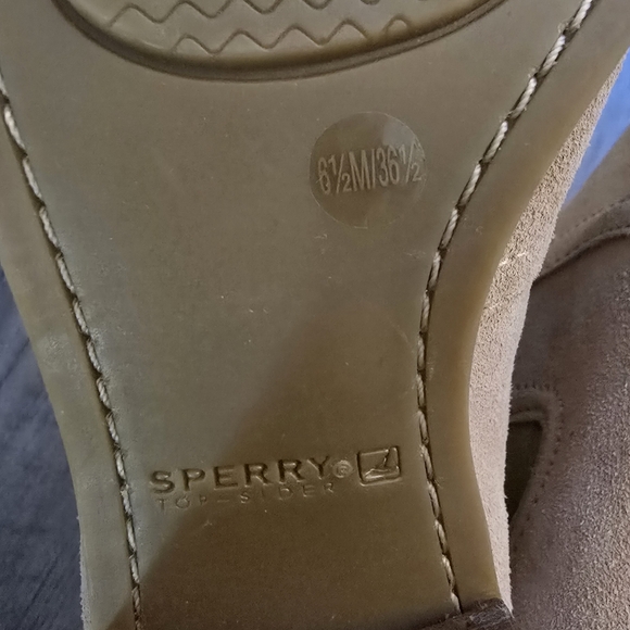 Sperry Marlow Tan Suede Gold Metallic Booties Ladies Size 6.5 - Picture 9 of 9